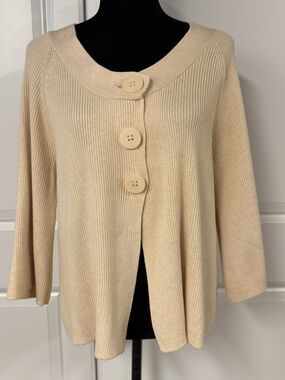 Pria Vintage Ribbed Cotton-Blend Cardigan Sweater